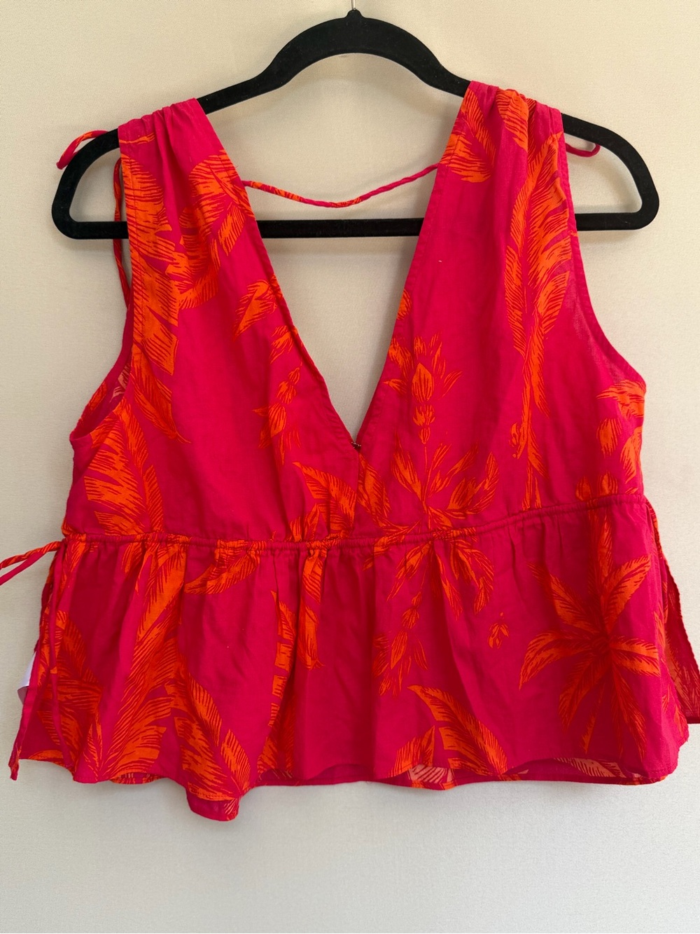 a new day Pink & Orange Tropical Tie-Shoulder V-Neck Peplum Camisole - Picture 12 of 12